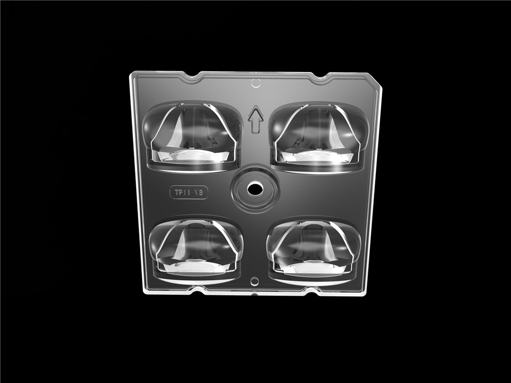 50*50mm 55*152 डिग्री/TYPE2-VS 4 इन 1 एलईडी लाइट लेंस पीसी सामग्री एलईडी स्ट्रीट लाइट मॉड्यूल SMD3535/5050LED के लिए